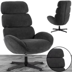 FOTEL WYPOCZYNKOWY TAPICEROWANY OBROTOWY 360 DO SALONU AXEL CIEMNY SZARY